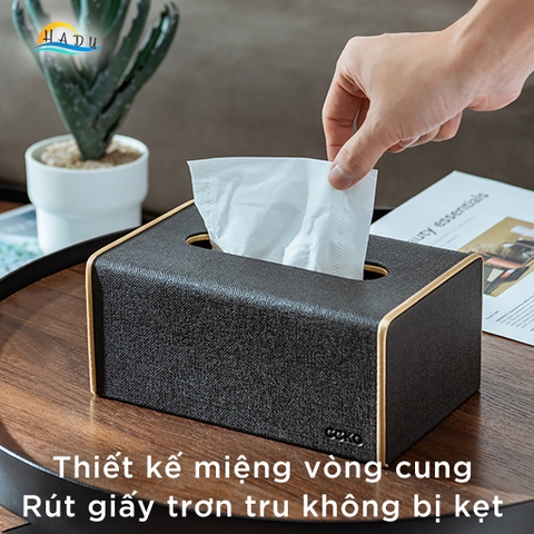 Hộp Đựng Khăn Giấy Bọc Da CCKO, Để Bàn Sang Trọng, Đáy Nam Châm, Nhiều Màu