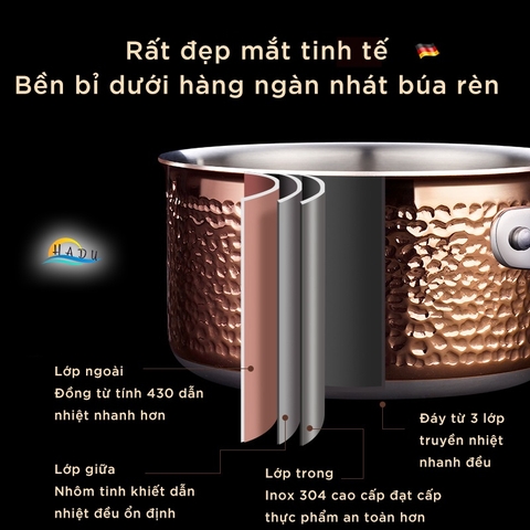 Nồi Inox Bếp Từ 304 3 Đáy Cao Cấp 16cm Đạt Chất Lượng Đức SSGP