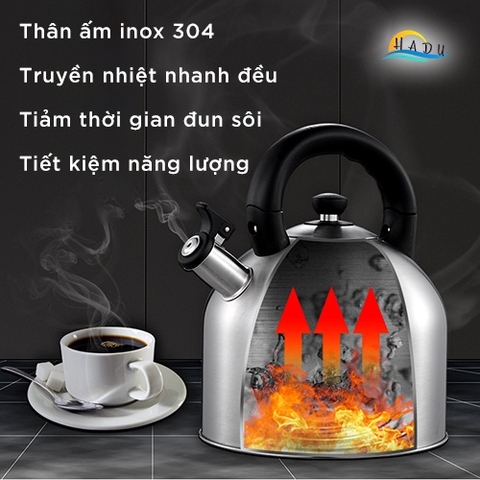 Ấm Đun Nước Bếp Từ Inox 304 CCKO 3L, Có Còi Báo Sôi, Đáy 5 Lớp, Nấu Nhanh