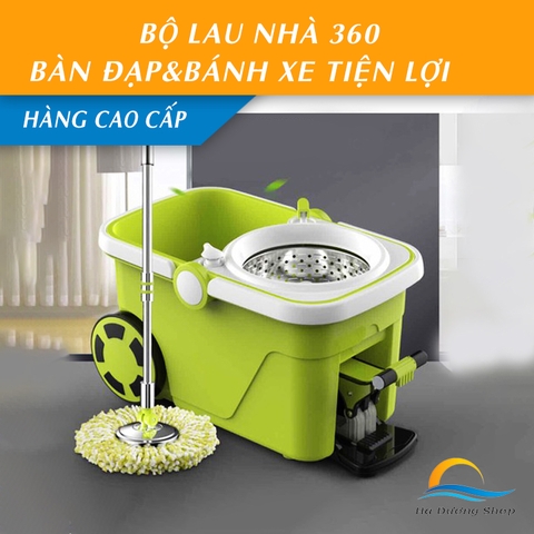 Bộ Lau Nhà 360 Thái Lan LK Smart One Bánh Xe Di Chuyển Bàn Đạp Chân Giặt Vắt Cao Cấp HADU