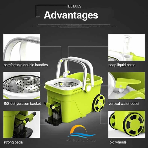 Bộ Lau Nhà 360 Thái Lan LK Smart One Bánh Xe Di Chuyển Bàn Đạp Chân Giặt Vắt Cao Cấp HADU