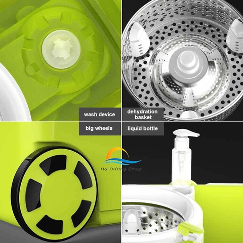 Bộ Lau Nhà 360 Thái Lan LK Smart One Bánh Xe Di Chuyển Bàn Đạp Chân Giặt Vắt Cao Cấp HADU