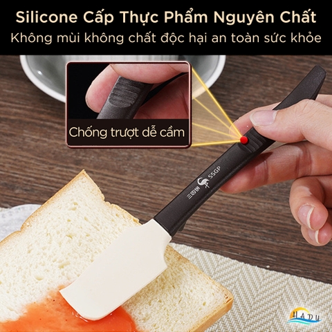 Cây Vét Bột Silicone Đa Năng SSGP, Có Giá Đỡ, Màu Đen, Đạt Chất Lượng LFGB Đức