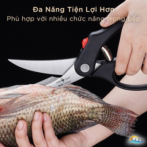 Kéo Cắt Gà Trợ Lực SSGP, Thép Đức, Lò Xo Giảm Lực, Khóa An Toàn, Dài 24.5cm, Đạt Chất Lượng LFGB Đức