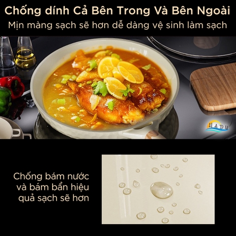 Chảo Gốm Chống Dính Kháng Khuẩn SSGP, 26cm, 28cm, Lòng Sâu, Độ Cứng 9H, Có Nắp Kính, Đạt Chất Lượng LFGB Đức