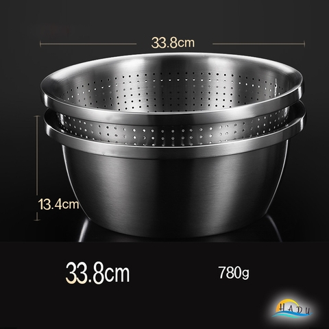 Bộ Rổ và Chậu Inox 304 SSGP, Đa Năng Rửa Rau Củ, Xếp Chồng Gọn, Nhiều Size, Đạt Chất Lượng LFGB Đức