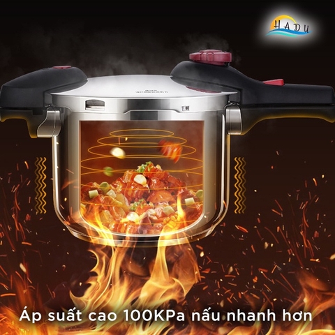 Nồi Áp Suất Bếp Từ Inox 304 SSGP 4L 6L, 2 Chế Độ Nấu, Đáy 3 Lớp, Hầm Nhanh, Đạt Chất Lượng LFGB Đức