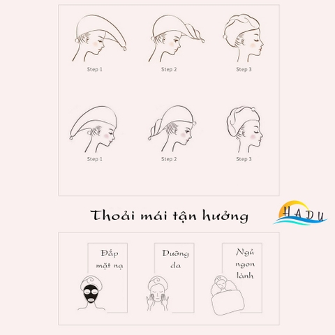 Mũ Trùm Đầu Khi Tắm Ủ Tóc Bền Cao Cấp Nơ Kiểu Nhật Mềm Mịn HADU