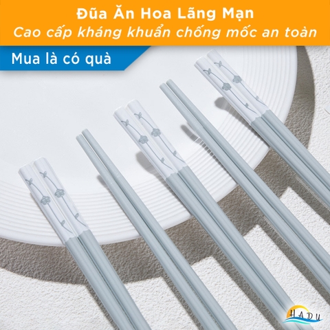 Bộ 5 Đôi Đũa Sợi Thủy Tinh HADU Chống Mốc, Kháng Khuẩn, Chống Trơn, Dài 24.3cm