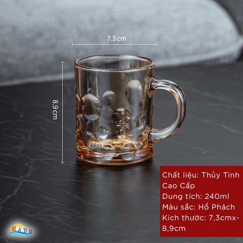 Cốc Thủy Tinh Chịu Nhiệt CCKO Họa Tiết Chấm Bi, 240ml, Kiểu Dáng Sang Trọng, Trong Suốt