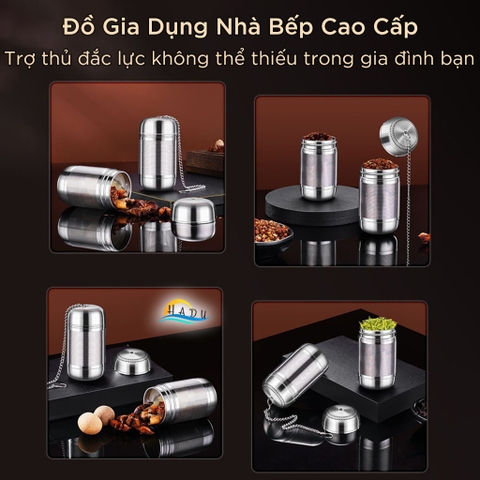 Dụng Cụ Lọc Gia Vị và Trà SSGP, Inox 316L, Nắp Xoáy, Kèm Móc Treo, Đạt Chất Lượng LFGB Đức