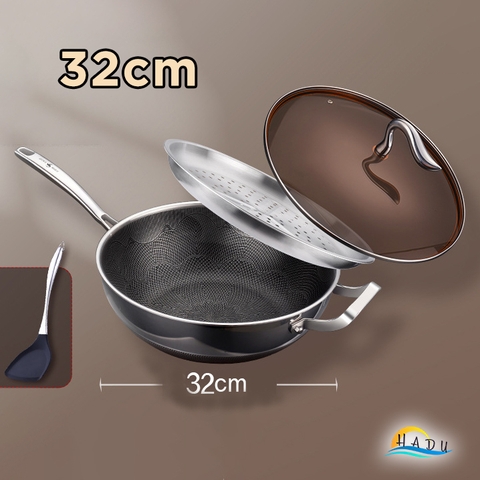 Chảo Chống Dính Lòng Sâu Bếp Từ SSGP 30cm, Inox 316L, Phủ Dupont Mỹ, Đáy 5 Lớp, Đạt Chất Lượng LFGB Đức