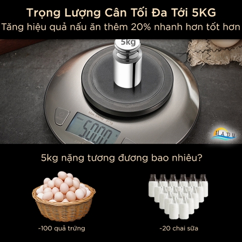 Cân Điện Tử 5KG – Thép Không Gỉ, Chuyển Đổi 7 Đơn Vị, Màn Hình Nghiêng Có Đèn, Cảm Biến Chính Xác, Tự Động Tắt SSGP
