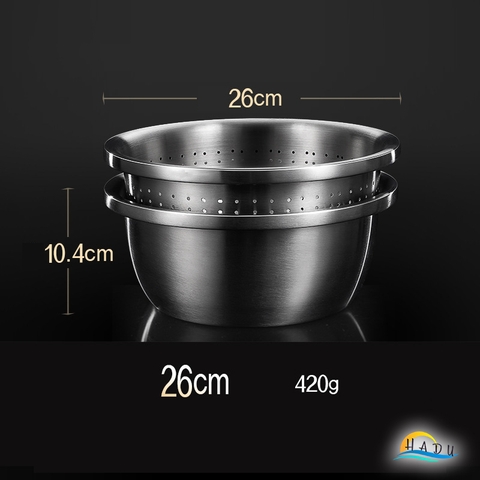 Bộ Rổ và Chậu Inox 304 SSGP, Đa Năng Rửa Rau Củ, Xếp Chồng Gọn, Nhiều Size, Đạt Chất Lượng LFGB Đức