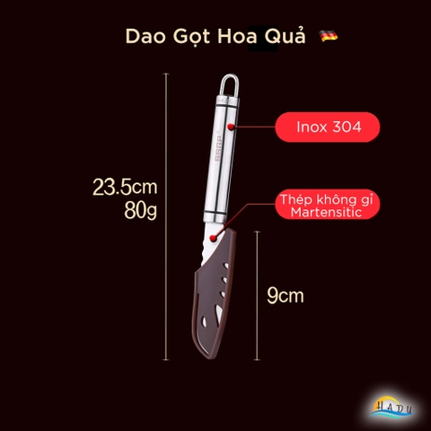 Dao Gọt Hoa Quả SSGP, Thép Martensitic Đức, Lưỡi 9cm, Sắc Bén, Độ Cứng Cao