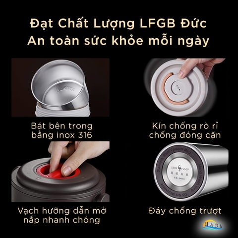 Hộp Cơm Giữ Nhiệt 10 Lớp SSGP, Lõi Inox 316L, Giữ Nóng 6 Giờ, Đạt Chất Lượng LFGB Đức