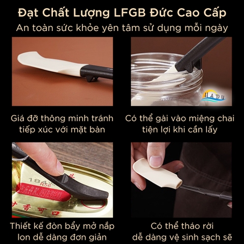 Cây Vét Bột Silicone Đa Năng SSGP, Có Giá Đỡ, Màu Đen, Đạt Chất Lượng LFGB Đức