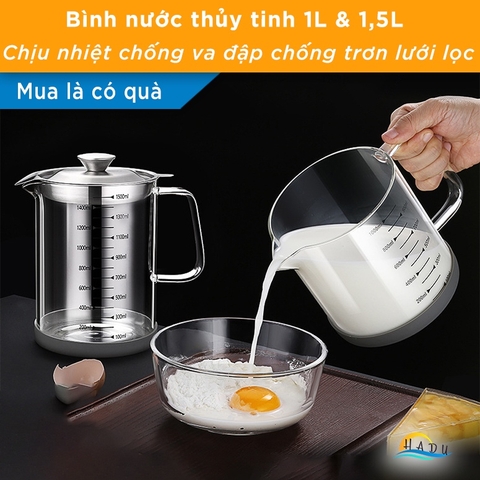 Bình Lọc Dầu Ăn Thủy Tinh Borosilicate SSGP, Kèm Rây Lọc Inox, Nắp Đậy Kín, Đạt Chất Lượng LFGB Đức