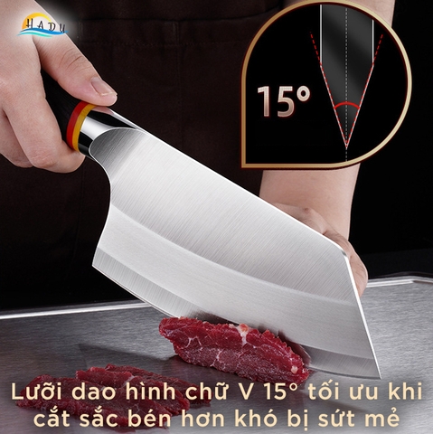 Dao Chặt Xương SSGP Thép Đức 1.4116, Độ Cứng 58HRC, Cán Gỗ, Đạt Chất Lượng LFGB Đức