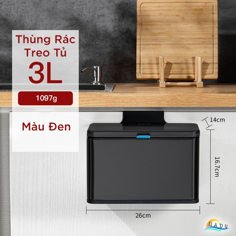 Thùng Rác Treo Tủ Bếp CCKO 3L 6L, Khử Mùi Than Hoạt Tính, Vỏ Inox, Nhiều Màu