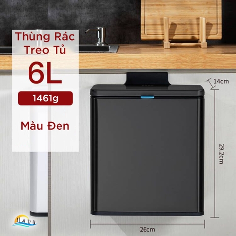 Thùng Rác Treo Tủ Bếp CCKO 3L 6L, Khử Mùi Than Hoạt Tính, Vỏ Inox, Nhiều Màu
