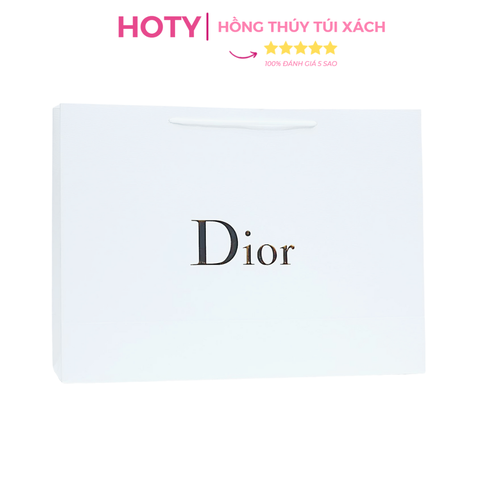 Túi Giấy Dior Trắng Chữ Vàng Ô Nổi Size Lớn 42cm
