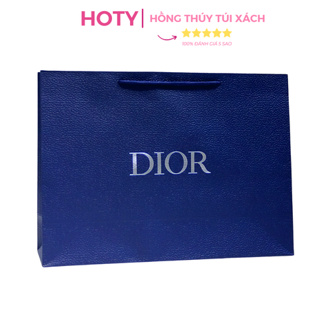 Túi Giấy Dior Xanh Chữ Bạc Size Lớn 42cm