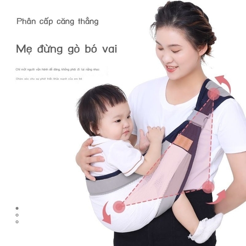 Đai địu vải lưới ngồi đeo vai một bên thoáng khí