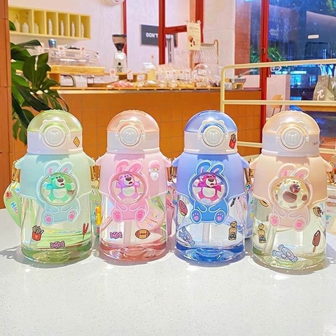 Bình nước cho bé đi học hình gấu dâu lotso cute 500ML