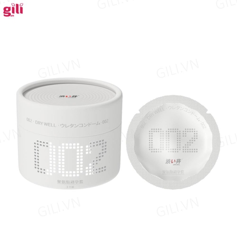 Bao cao su siêu mỏng DryWell Super Thin PU 002 3 chiếc chính hãng