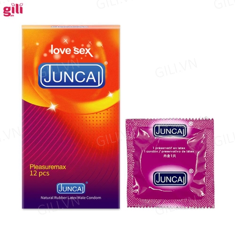 Bao cao su Juncai Pleasuremax hộp 12 chiếc tăng khoái cảm chính hãng