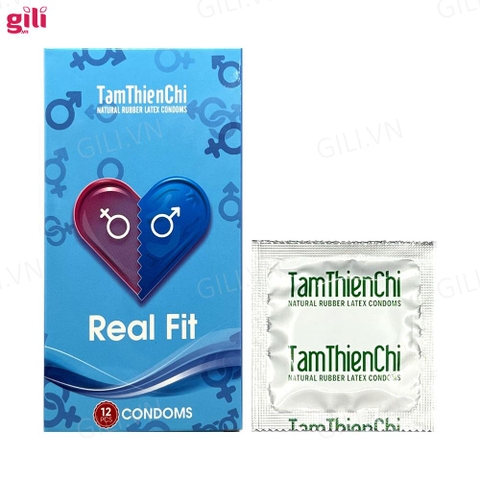 Bao cao su trơn mỏng Tâm Thiện Chí Real Fit hộp 12 chiếc chính hãng