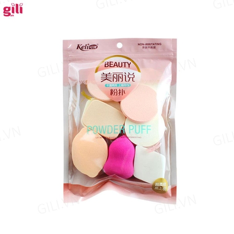 Bông mút trang điểm Keli Powder Puff set 6 miếng chính hãng