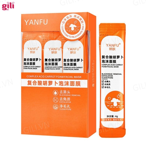 Mặt nạ sủi bọt thải độc cà rốt Yanfu hộp 12 gói chính hãng