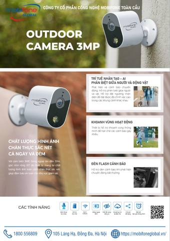 Camera ngoài trời mHome+ HS-MBG12 3MP - Chính hãng MobiFone Global