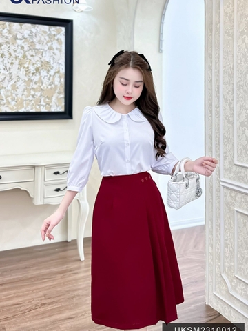 Áo Sơ Mi Cổ Sen Xếp Tay Lỡ Tiểu Thư, Sang Chảnh UKSM2310012 UK Fashion Thời Trang Công Sở Nữ, Thiết Kế Hàn Quốc Cao Cấp