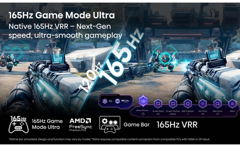 Tần Số Quét 165Hz Game Mode Ultra Mượt Mà Đỉnh Cao