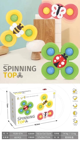 Đồ chơi set 3 con quay spinner hình thú, chong chóng dính tường