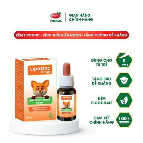 LIPOZINC DROPS - Kẽm hữu cơ giúp bé ăn ngon, tăng cường đề kháng