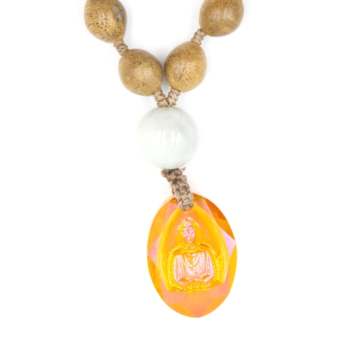 Chuỗi MALA Trầm Hương, phối Cẩm thạch, Mặt Phật Swarovski