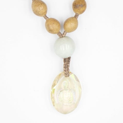 Chuỗi MALA Trầm Hương, phối Cẩm thạch, Mặt Phật Swarovski