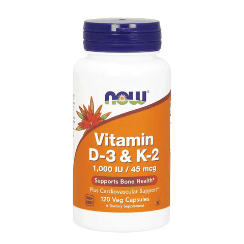 NOW VITAMIN D3 & K2 1000IU/45mcg Hỗ Trợ  Xương Khớp 120 Viên