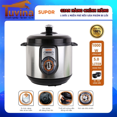 Nồi Áp Suất Điện SUPOR CYYB50YA10VN-100, 5L, 2 Lòng Nồi