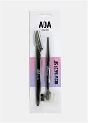 Set Dao Cạo + Chổi Mày AOA Studio Brow Razor Set