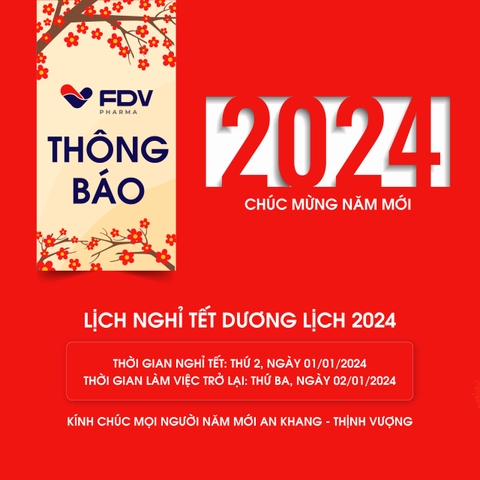 THÔNG BÁO LỊCH NGHỈ TẾT DƯƠNG LỊCH NĂM 2024