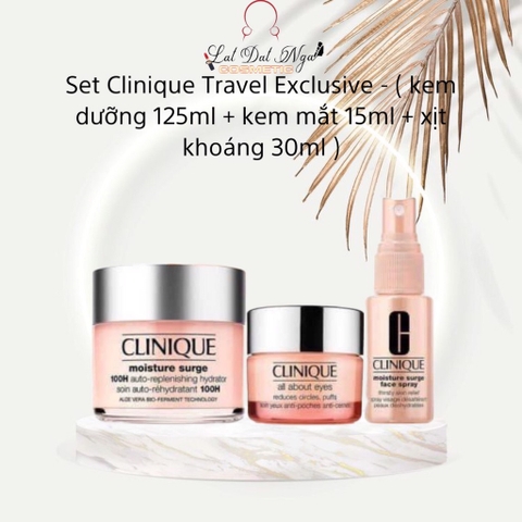 Set Clinique Travel Exclusive - ( kem dưỡng 125ml + kem mắt 15ml + xịt khoáng 30ml )