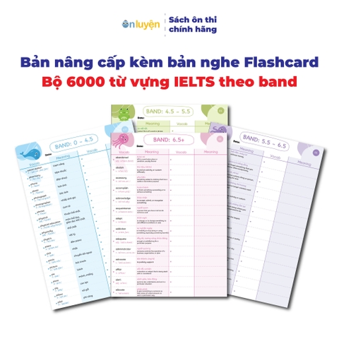 Bộ 6000 từ vựng IELTS theo band 0-4.5, 4.5-5.5, 5.5-6.5, 6.5+, dạng takenote dễ học dễ nhớ - Nhà sách Ôn luyện