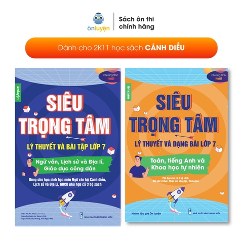 Lớp 7 (Bộ Cánh Diều )- Combo 2 Sách Siêu trọng tâm TOÁN, TIẾNG ANH, KHTN và Văn, Khoa học xã hội lớp 7-Nhà sách Ôn luyện