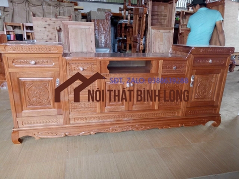 Kệ tv gỗ xoan đào 2m4