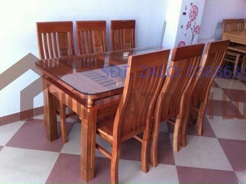 Bộ bàn ăn gỗ xoan đào giá thật